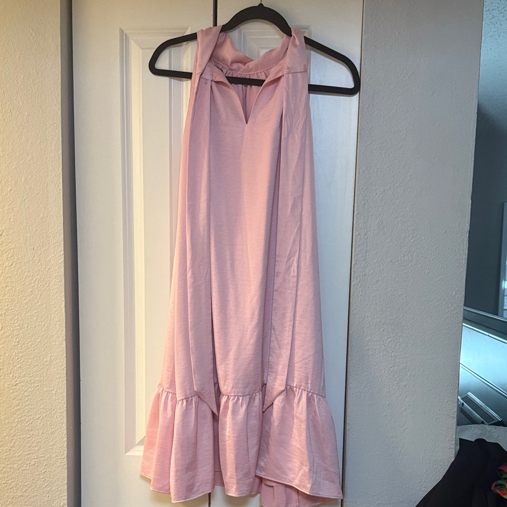 LOFT Pink Sleeveless Ruffle Hem Dress